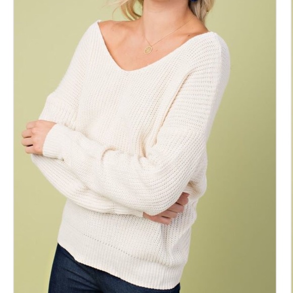 Last 1 Medium! Off White Twisted Back Sweater - Picture 2 of 5